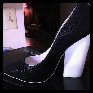 Black and white pumps